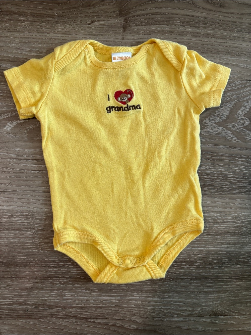 Gymboree 100% Cotton Yellow I Love Grandma Embroidered Bodysuit Size 3-6 Months